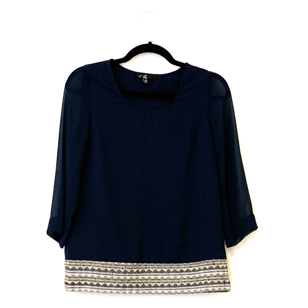 C. Luce Top with Sheer Long Long Sleeves & Design
